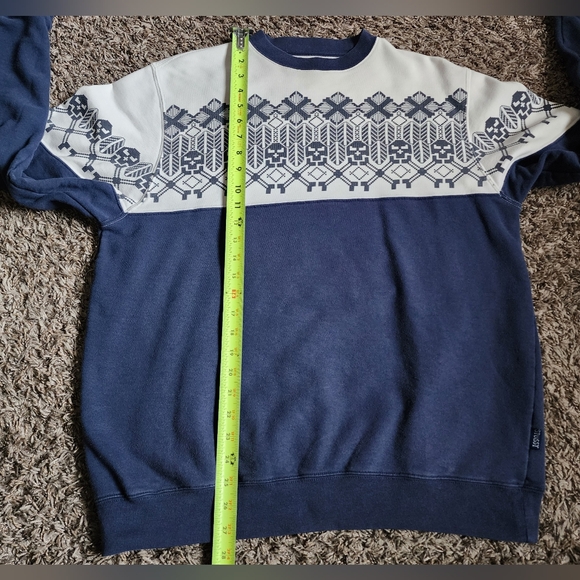 Stussy Design Rare Navy Skull Snowflake Print Crewneck Sweater Adult L - Picture 6 of 9